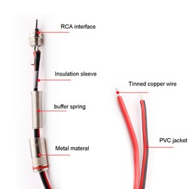 RUNCCI-YUN 2PCS RCA Male Plug Connectors, Speaker Cable to RCA Plug Silver Plated RCA Plug RCA Audio Video Connector, RCA Plug Solderless for Multimedia and CCTV (1Black + 1Red)