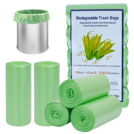 haierdidi Organic Bin Liners 15 L, Pack of 100 Compostable Organic Waste Bags 2.6 Gal, Recycled Thick, Biodegradable, Compostable, for Food/Household/Garden, 45 x 50 cm (15 L) (15 L)
