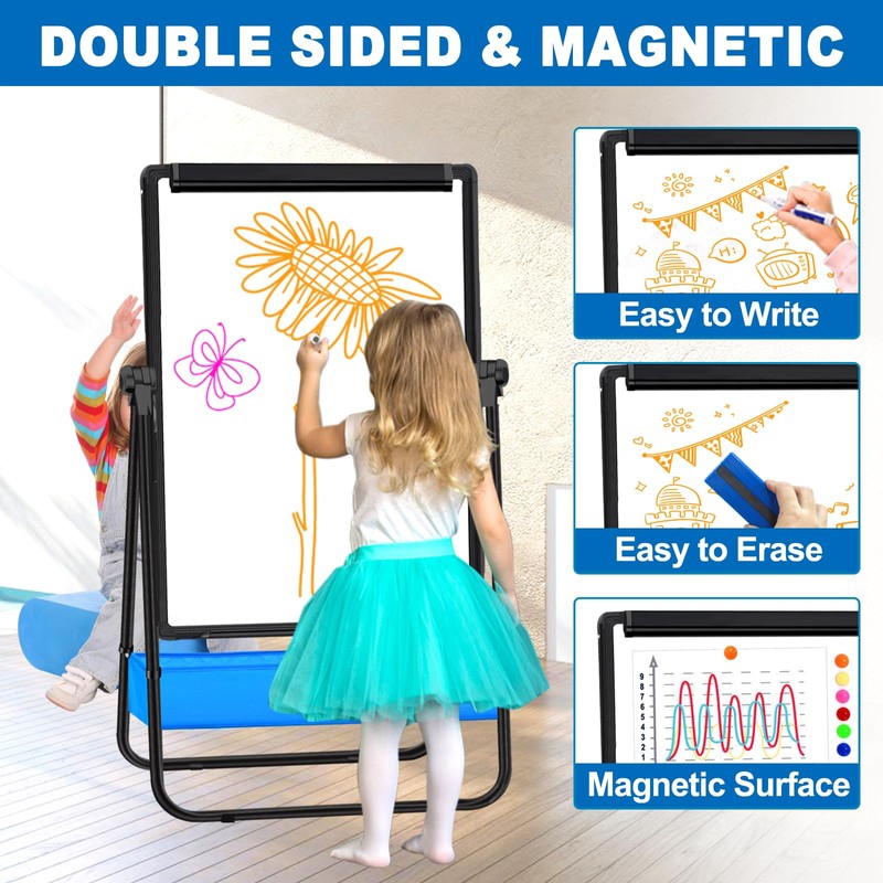 Dry Erase White Board with Stand Double Sided 28"X20" Magnetic