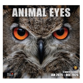 RED EMBER Animal Eyes 2025 Wall Calendar 12 Month | 12" x 24" Open | Thick & Sturdy Paper | Giftable | Calendar 2025