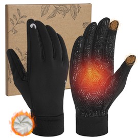 RIGWARL Winter Gloves Men Women for Cold Weather, Warm Plush Gloves with Touchscreen Fingers, Thermal Glove Early Spring and Late Fall Gift for Runing Hiking Driving Walking Skiing Snow(Black,L)