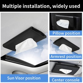 Car Tissue Holder - Tissue Holder for Car,Car Napkin Holder,Napkin Holder for Car,Sun Visor Napkin Pocket,Car Visor Tissue Dispenser,PU Leather Backseat Tissue Holder - Sun Visor Accessory (Black)
