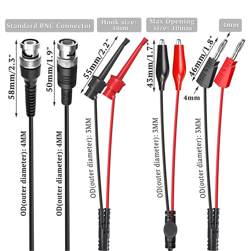 Cleqee BNC Test Lead Set High Conductive Copper Wire Oscilloscope
