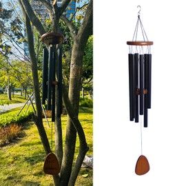Outdoor Wind Chimes, Garden Patio Yard Home Decor Memorial Wind Chimes Classic Musical Wind Chimes Outdoor Deep Tones, Memorial Gift for Birthday Festival (Black)