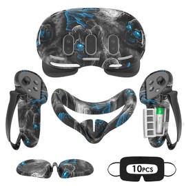 Silicone Cover Set for Meta Quest 3, Upgraded Design Full Protection for Quest 3, 4 in 1 VR Accessories Protective Cover for Oculus Quest 3, Ideal Present for Birthday and Christmas (Phantom)