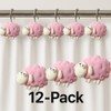 Pink Sheep Resin Shower Curtain Hooks 12 Pack Cute Animal