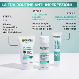Garnier Maschera 3in1 Argilla, Per Pelli Miste e Con Imperfezioni, Effetto Purificante e Anti-Brufoli, Impurità Rimosse e Pelle Uniforme, Con Argilla e Acido Salicilico, Pure Active, 150 ml