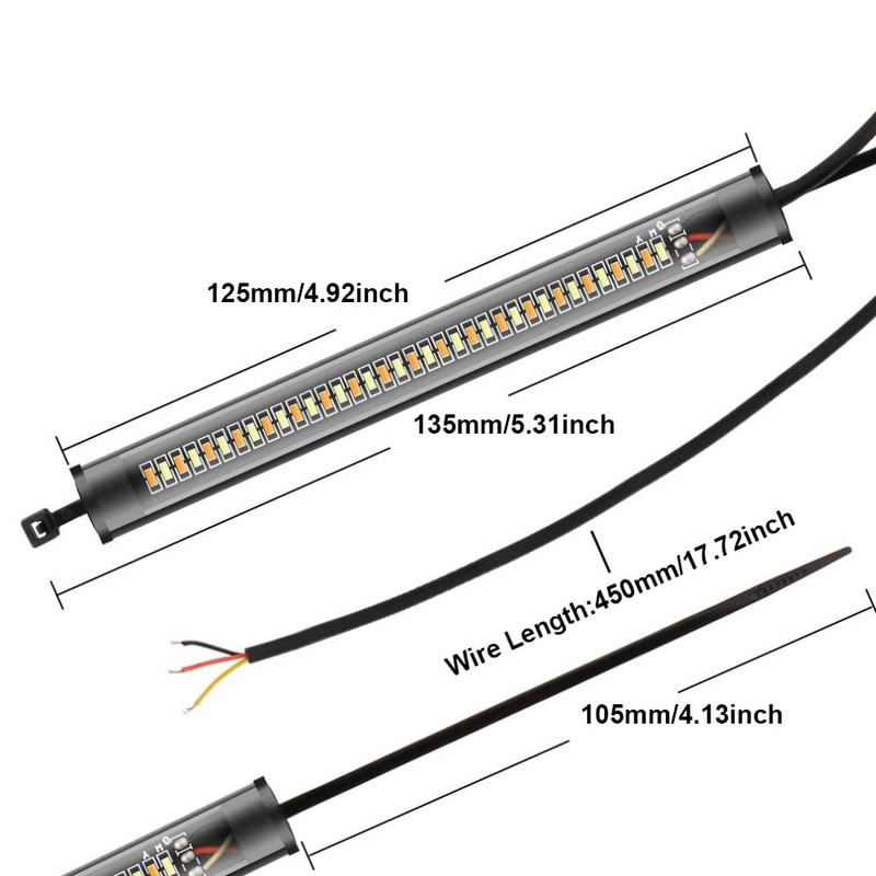Riloer 2PCS LED Light Bar, Universal Motorcycle Indicator Light Dual