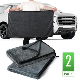 KKV Magic Car Drying Towels,  2-Pack 24x35 Inches Microfiber Car Cleaning Towels, Twisting Yarn Tech, Super Absorbent, Scratch-Free, Quick-Dry, Machine Washable