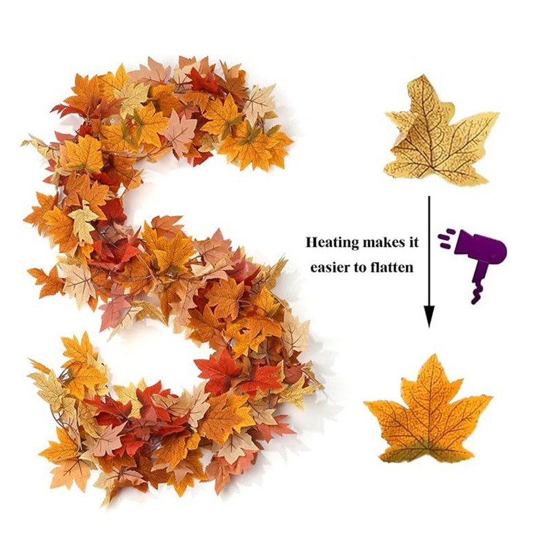 Autumn Maple Leaves Garland, 5.74ft Fall Artificial Hanging Garland, 2