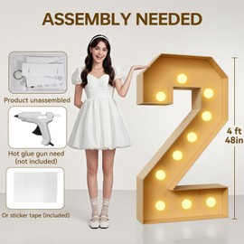 Upgraded 4FT Marquee Light Up Numbers 2, Large Light Up Numbers for Baby Shower Anniversary, Pre-cut Foam Board Set for Birthdays Party Decor Wedding Decoration(2)