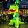 KOOY 5 FT St Patricks Inflatable Dinosaur Hold Gold Pot