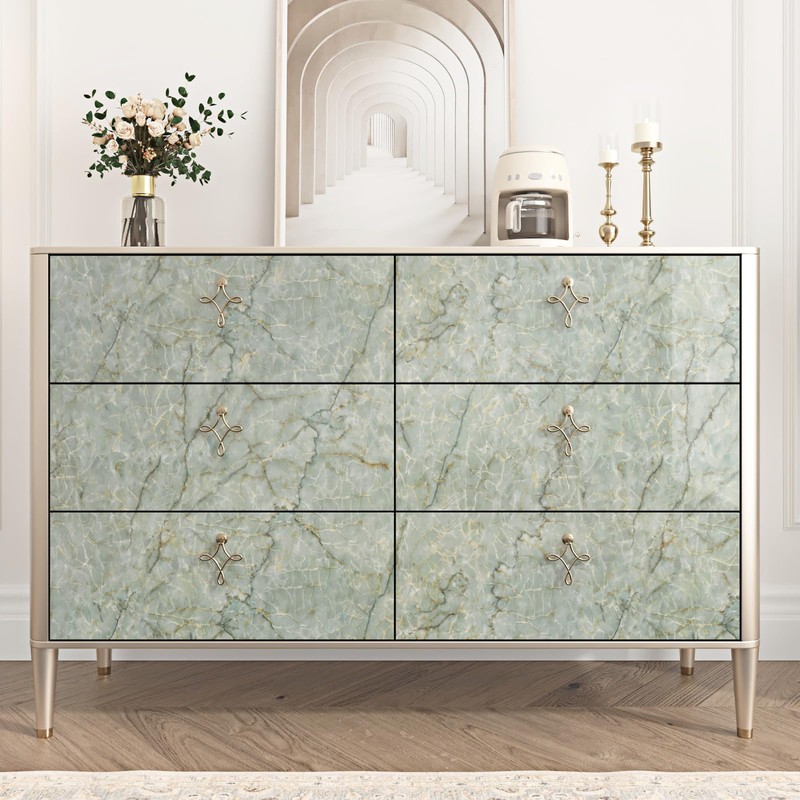 EPPKILY 15.7"×196.9" Green Marble Contact Paper Peel and Stick Countertops