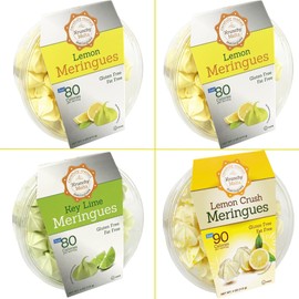4 Pack Krunchy Melts Original Meringue Cookies | Sweet & Sour 4-Pack | 2 Lemon, Key Lime, Lemon Crush | Only 80-90 Calories Per Serving | Low Fat/Fat Free, Gluten Free, Dairy Free (4 Oz)