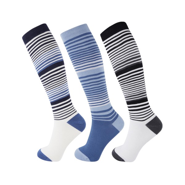 +MD 3 Pairs Compression Socks Moisture Wicking 8-15 mmHg for