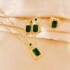 Unbranded 18k Gold Plated Ring, Necklace & Earrings Lab-Created Emerald