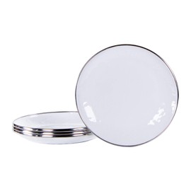 Golden Rabbit Enamelware - Set of 4-6" Appetizer Plates (Solid White)