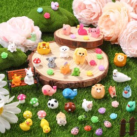 XOYTN 150PCS Mini Resin Animals，54 Styles Cute Tiny Small Resin Animals Little Miniature Plastic Animal Figurines Bulk for Micro Fairy Garden Landscape Miniature Dollhouse Accessories