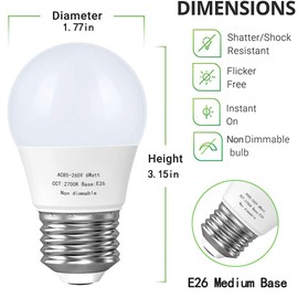 GOSCHE 6W A15 Led Blulb 60 Watt Incandescent Equivalent, 550 LM Appliance Light Bulb, E26 Base Ceiling Fan Light Bulbs, 2700K Refrigerator Bedroom Kitchen Lighting Non-Dimmable, Warm White, 6 Pack
