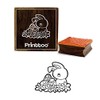 Printtoo Bunny with Easter Egg Pattern Wooden Rubber Stamp Square