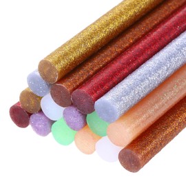 sourcing map 16pcs Mini Glitter Hot Glue Sticks 8 inch x 0.43 inch Small Glue Sticks, 11x200mm Multicolor