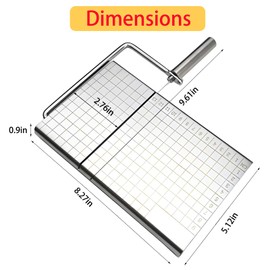 NIXNEHC Stainless Steel Cheese Slicer & Stainless Steel Cutter with Precision Grid Lines,with 4 Replacement-wires,Kitchen Tool for Cheese, Metal Cheese Cutter and Cutting Board - For Block Cheese