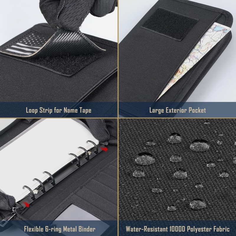 WYNEX Tactical Notebook Padfolio Ring Binder - Refillable 6-Ring A6