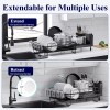 Kitsure Extendable Stainless Steel Dish Drying Rack with Drainboard Black