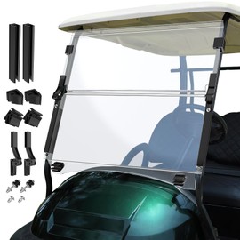 Upgraded Club Car Precedent Windshield,Golf Cart Windshield for Precedent/Tempo/Onward (2004-Up)– Heavy Duty Hinges, Foldable, Anti-UV & Impact Resistant, 5MM Thick PC Material, 37.6"W X 33.2"H