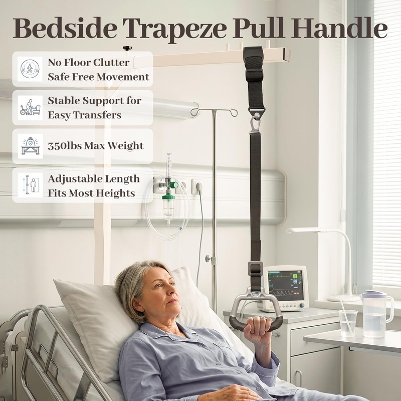 Bedside Trapeze Pull Handle,Bed Trapeze for Elderly Pull Up (Double