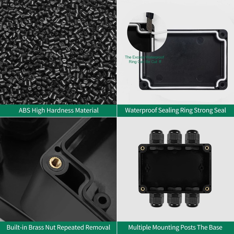 JINDOUZI ABS IP67 Waterproof Dustproof Electrical Junction Box, with 15A