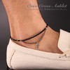 Orris Anklet, Black, Onyx, Silver, Stainless Steel, Popular, Double Cross,