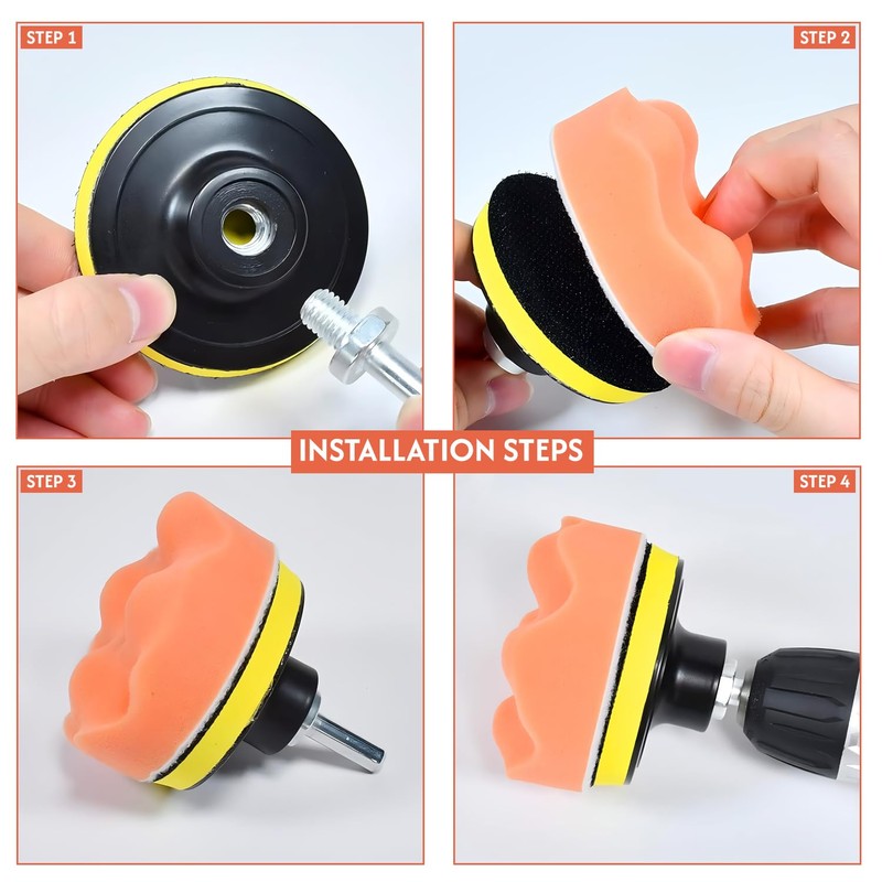 Drill Polishing Buffing Pads Kit 15 PCS - 3 Inch