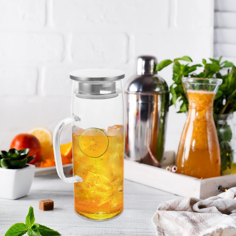 Kichvoe Water Filter Pitcher Glass Water Kettle with Lid Ergonomic