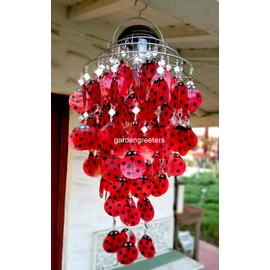 Solar Ladybug Capiz Shell Windchimes/Chandelier Ladybug Capiz Chimes Solar lantern
