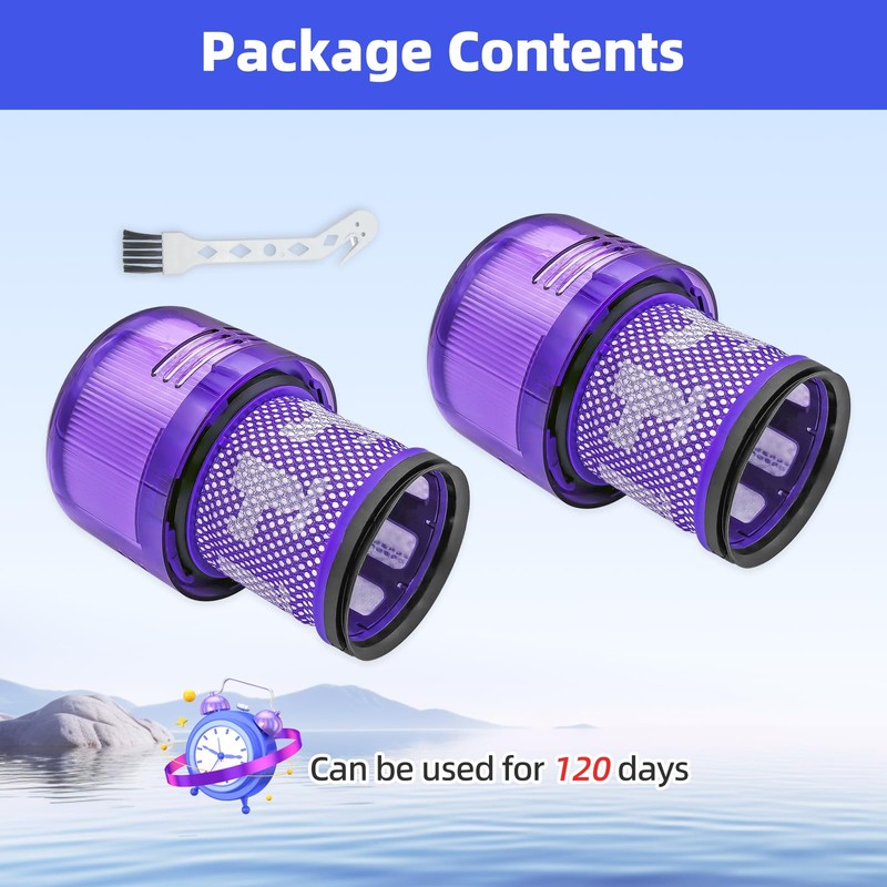 wipenow 2-Pack V11 V15 Vacuum Filter Replacement Compatible with Dyson