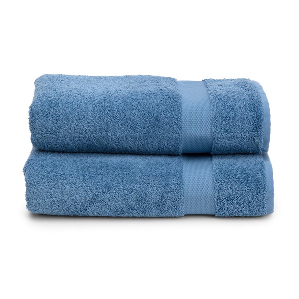 TowelSelections Pearl Collection Luxury Soft Towels – 100% Turkish Cotton, Made in Turkey, Blue, 2 Bath Towels
