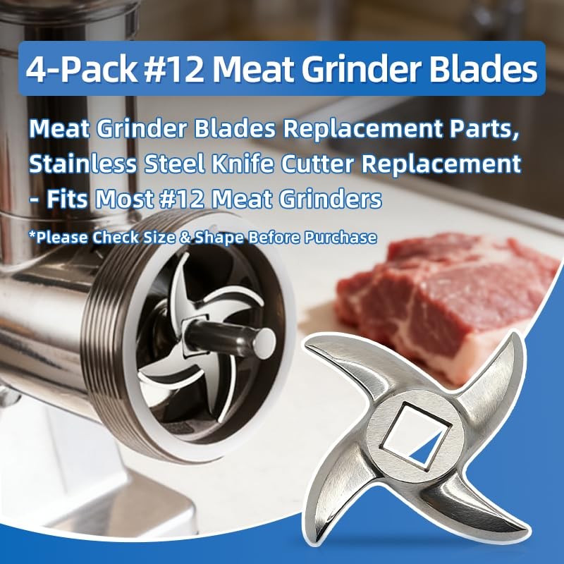 4-Pack #12 Meat Grinder Blades - Precision Replacement Knives with