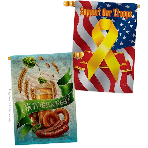 It Oktoberfest Burlap House Flag - Pack Beverages Beer Happy