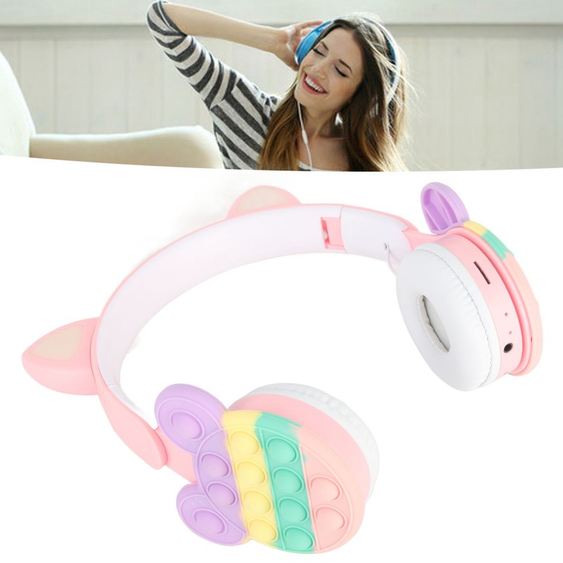 Bluetooth Cat Ear Headphones Fashionable Light Up Wireless Headset for