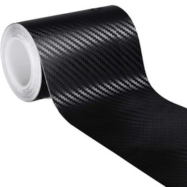 ZZLBZN Carbon Fibre Vinyl Wrap, 7cm*5m Roll Black Protective Film Car Sticker Door Sill Protector Strips, Universal Car Accessories Texture 3D Effect for Car Door,Rear Bumper/Door Sill Protector