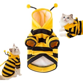 Disfraz abeja para mascota – Suéter polar con capucha, talla pequeña, estilo lindo