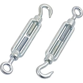 M10 x 125mm Eye & Hook Steel Turnbuckle Wire Tensioner Strainer Closed Hook Threaded Hook (Pack of 2)