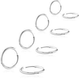 Silver 18K Real Gold Plating Huggie Hoop Earrings Sleeper Small Thin Mini 6mm 8mm 10mm 12mm 14mm 16mm,Hypoallergenic Surgical Stainless Steel Cartilage Earring for Women Men