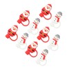 10Pcs Christmas Straw Covers Caps Cartoon Soft Silicone Christmas Straw