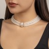 YERTTER Multi-layered Pearl Choker Necklace Crystal Pendant Charm Chain Collar