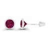 Solid 14K White Gold 6mm Round Created Red Ruby July
