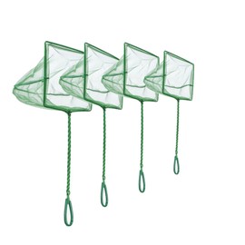 CHSYLFDC 4 Pack Aquarium Fish Net Fine Quick Catch Mesh Nylon Fishing Catch Nets with Plastic Handle for Fish Tank Mesh Nets Scoop - Green (3in, 4in,5in, 6in)