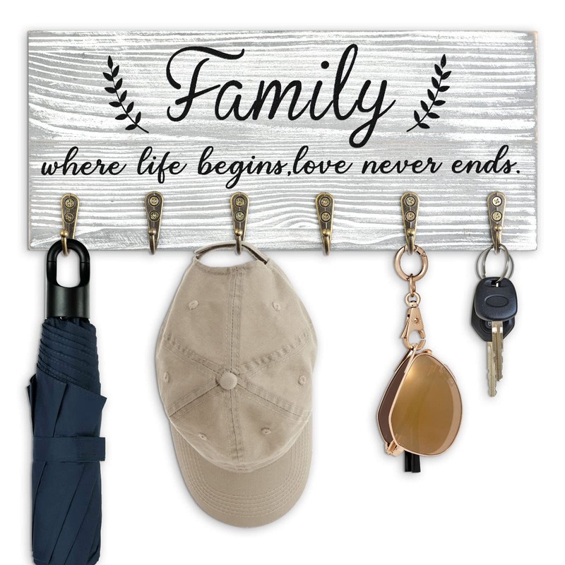 AHYS Key Holder Wall Mount Rustic Wooden Key Rack with