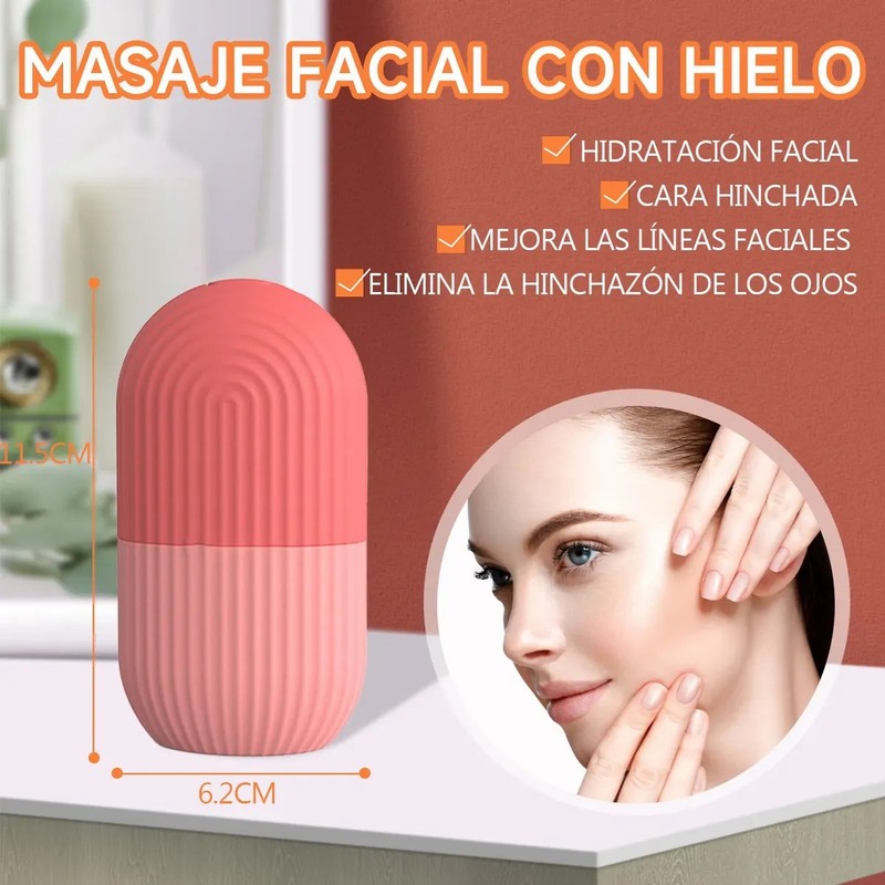 Rodillo Masajeador De Hielo Silicón Facial Cara Cuidado Piel
